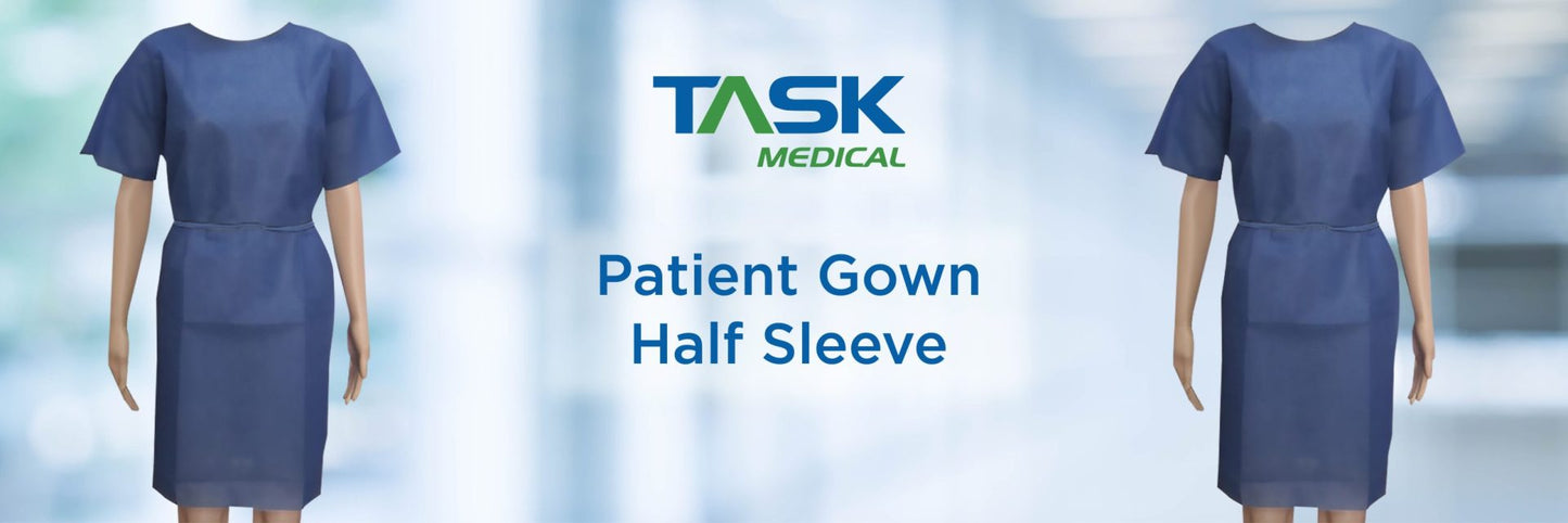 TASK MEDICAL HALF SLEEVES PATIENT GOWN - (CARTON OF 50)