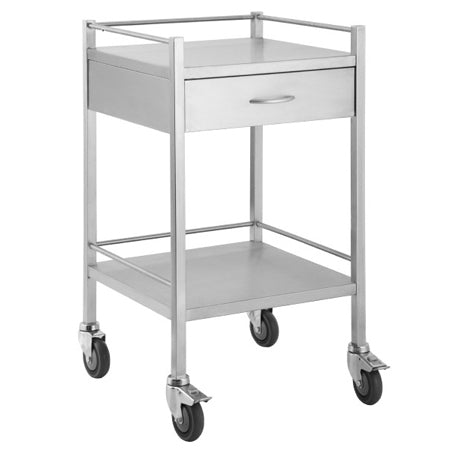 STAINLESS STEEL TROLLEY – 1 DRAWER (49CM x 49CM x 90CM)