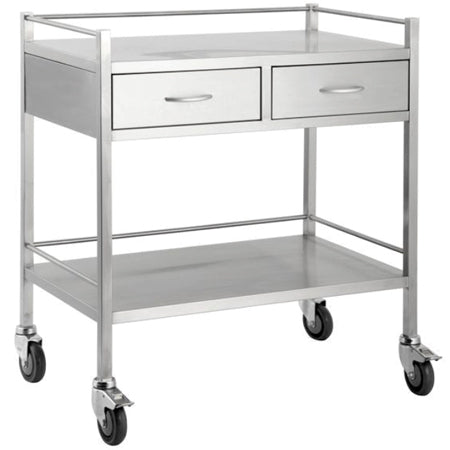 STAINLESS STEEL TROLLEY – 2 DRAWER SIDE BY SIDE (80W x 50D x 90H cm)