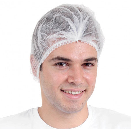 TASK MEDICAL NON-WOVEN DISPOSABLE MOB CAPS 21" 12GSM DOUBLE ELASTIC BRIM