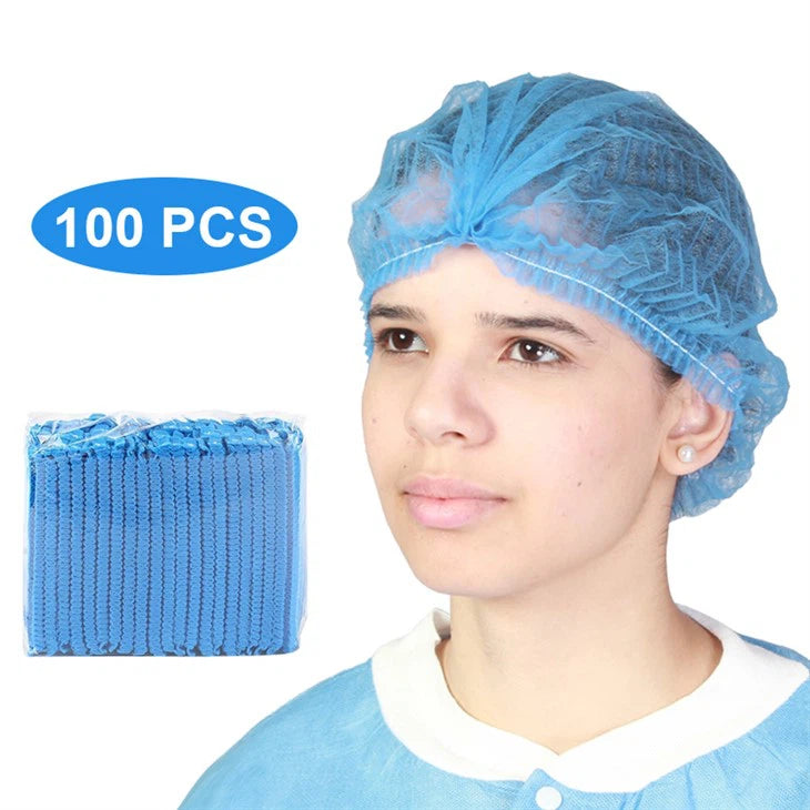 TASK MEDICAL NON-WOVEN DISPOSABLE MOB CAPS 21" 12GSM DOUBLE ELASTIC BRIM