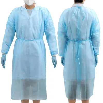 TASK DISPOSABLE ISOLATION GOWN/PPE GOWN (140X120CM) LIGHT BLUE,KNITTED CUFFS - CARTON OF 50