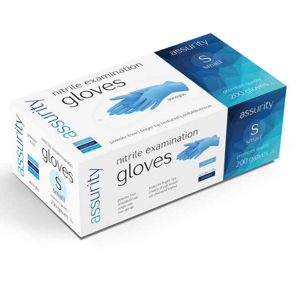 ASSURITY NITRILE POWDER FREE EXAMINATION GLOVE - BOX OF 200