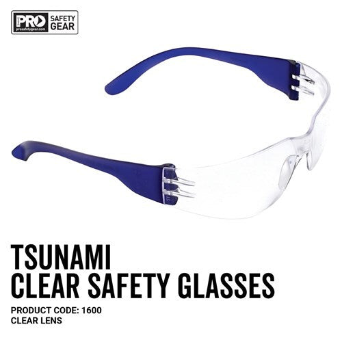 TSUNAMI SAFETY GLASSES CLEAR LENS