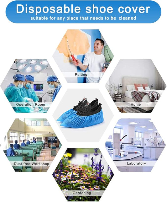 TASK NON-SKID NON-WOVEN BLUE DISPOSABLE SHOE COVER