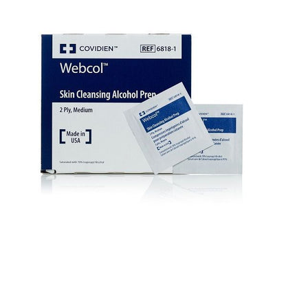 COVIDIEN WEBCOL ALCOHOL PREP SWABS 2-PLY MEDIUM (6818-1) - BOX OF 200