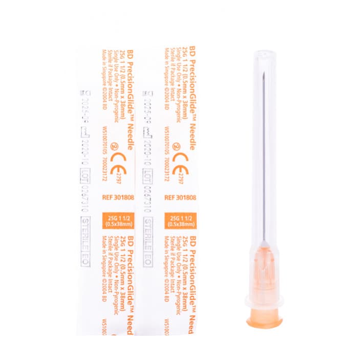 BD PRECISIONGLIDE NEEDLE 25G X 1.5" (38MM) - BOX OF 100