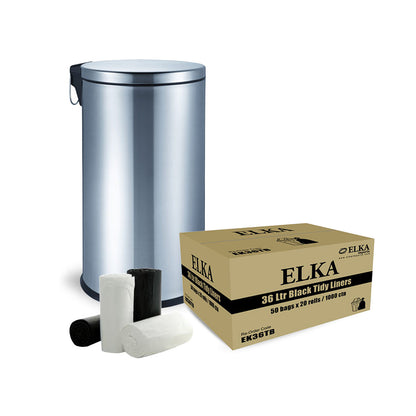 ELKA 36LTR WHITE BIN LINER/GARBAGE BAGS DEGRADABLE ROLL - 50