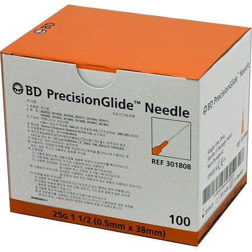 BD PRECISIONGLIDE NEEDLE 25G X 1.5" (38MM) - BOX OF 100