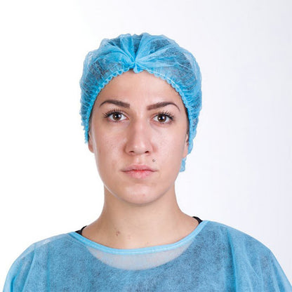 TASK MEDICAL NON-WOVEN DISPOSABLE MOB CAPS 21" 12GSM DOUBLE ELASTIC BRIM