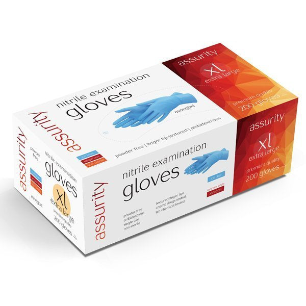 ASSURITY NITRILE POWDER FREE EXAMINATION GLOVE - BOX OF 200