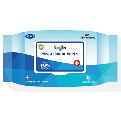 SANIFLEX 75% ALCOHOL SANITARY WIPES - PACK OF 50